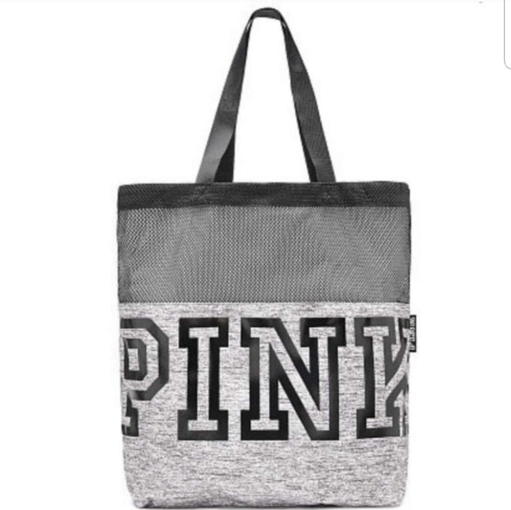 PINK Mesh Marl Gray & Black Tote